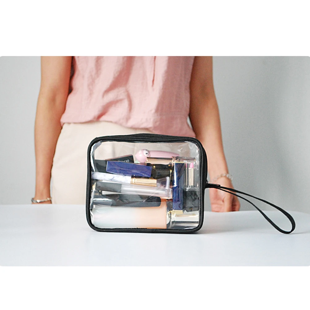 

1pc Travel Makeup Bag Waterproof Transparent Pouch Durable Toiletries Storage Bag For Home Outdoor School Supplies