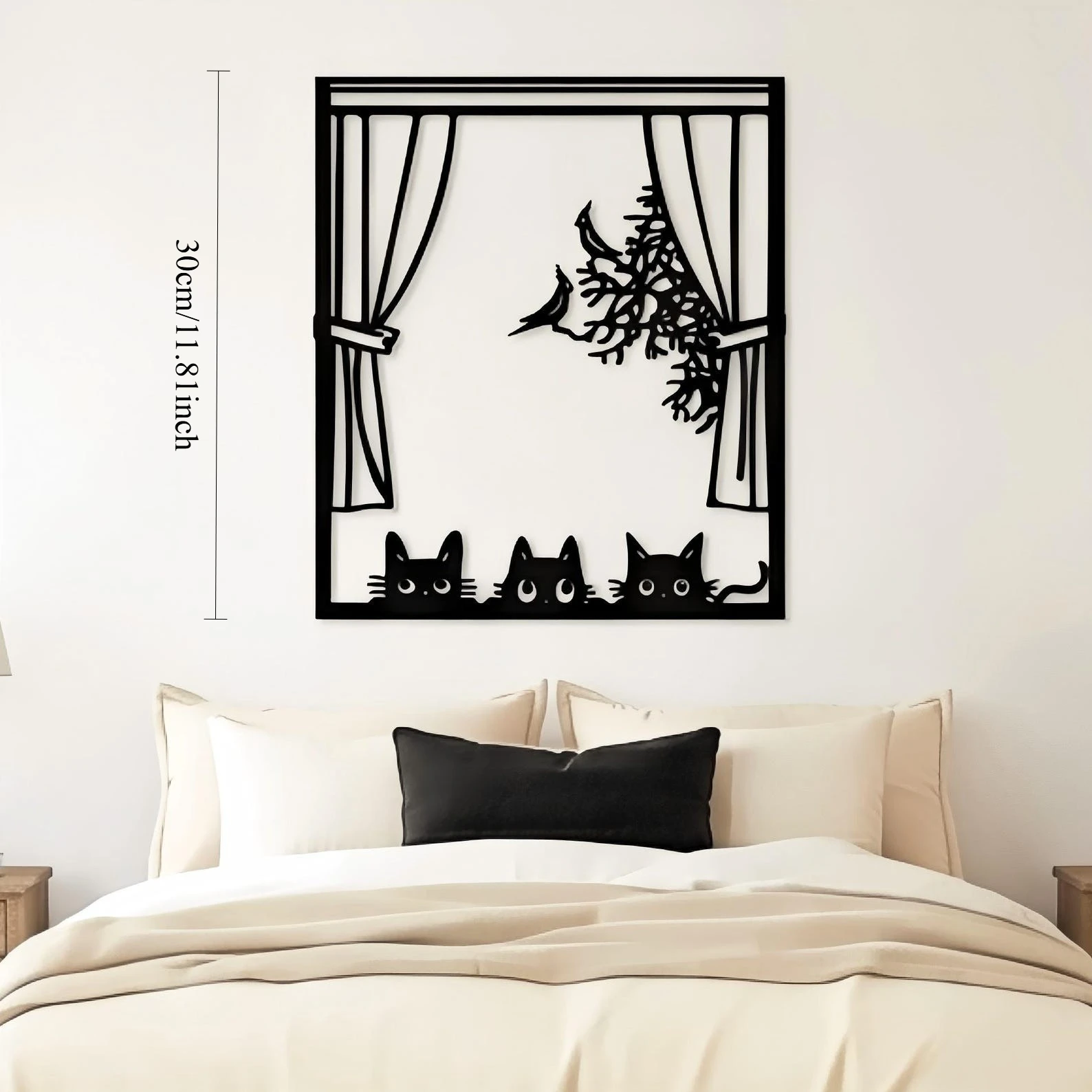 CIFBUY Iron Wall Art Peeking Cat Silhouette Waterproof Sculpture For Home Hanging Decor Nature Gift