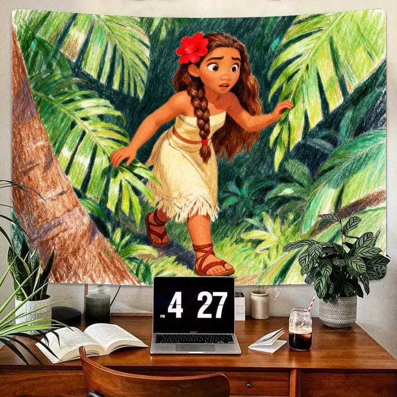 

1 шт. гобелен Disney Moana Adventure, настенное искусство принцессы тропических джунглей, полиэстеровый декор для детской спальни, гостиной и девочек, подарок