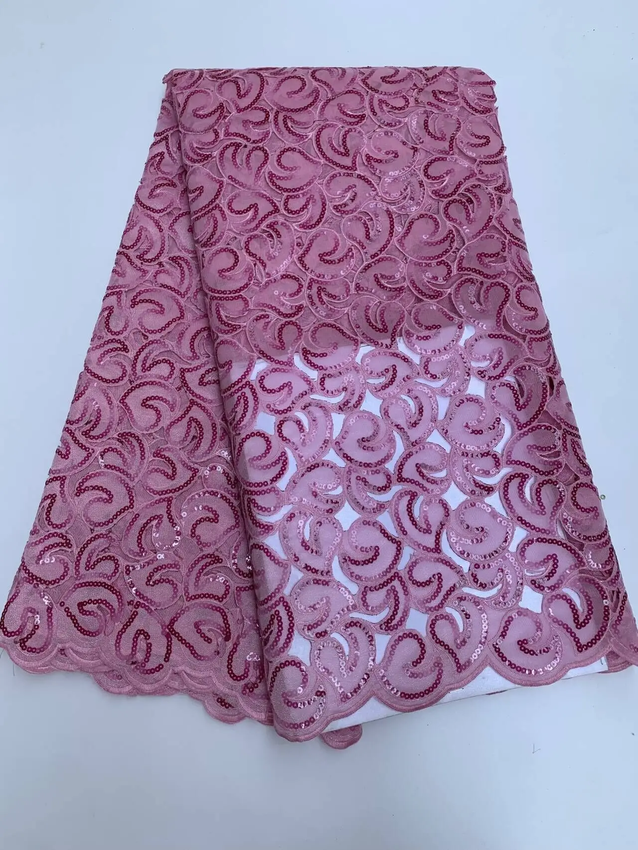 

Африканская нигерийская сетчатая ткань с пайетками, тюлевое кружево, бисер для выпускных платьев, вышивка, высокое качество, 5 ярдов, 2026, TY007