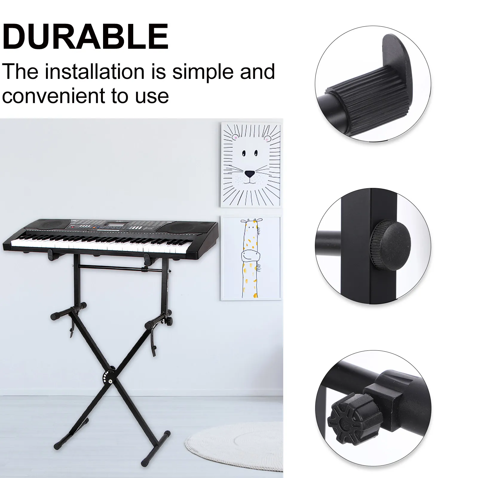 Keyboard Stand Heavy Duty Adjustable Black Electric Organ Rack for Studio Stage Performance