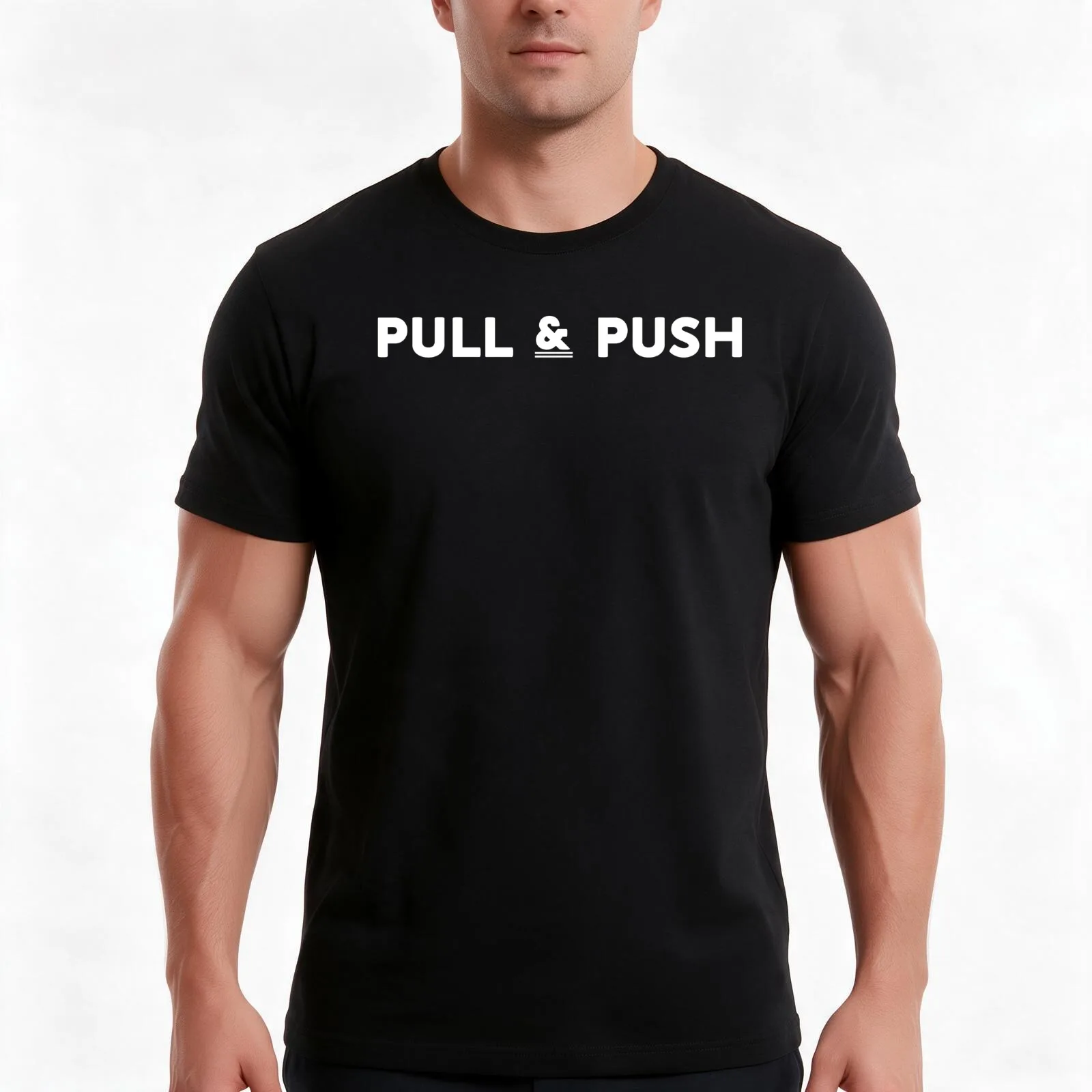 PULL & PUSH funny parody T-Shirt, Summer Casual Cotton Tee, Oversized Streetwear Tops, Vintage Graphic Print, Unisex Men Women