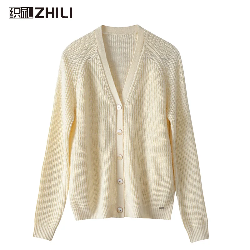 

Women's V-Neck Cardigan Sweater Oversized Chunky Knit Button Closure wool Coat