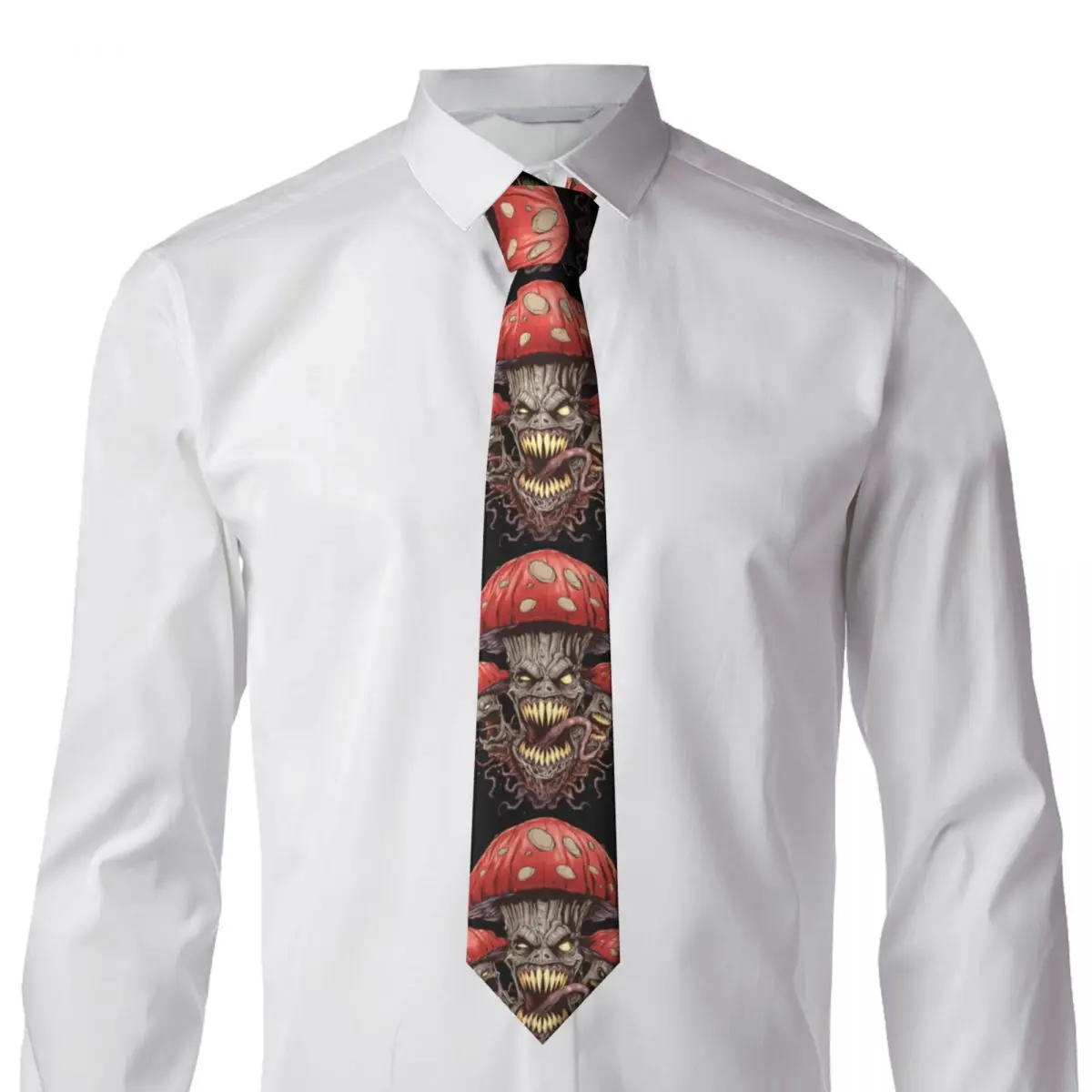 Custom Psilocybin Magic Monster Mushrooms Ties Mens Fashion Silk Kaiju Fungi Neckties for Wedding