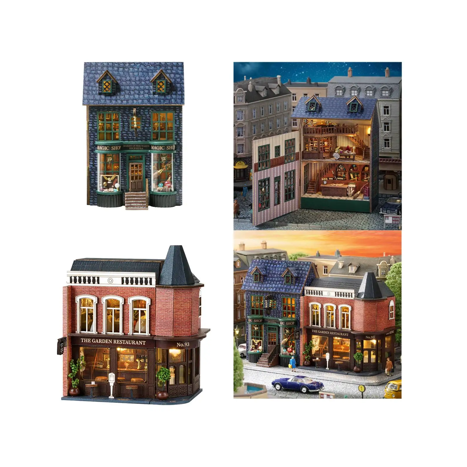 Casa em miniatura, Modelo de colecionáveis DIY, Edifício minúsculo, 3D Puzzle, Escala 1:24