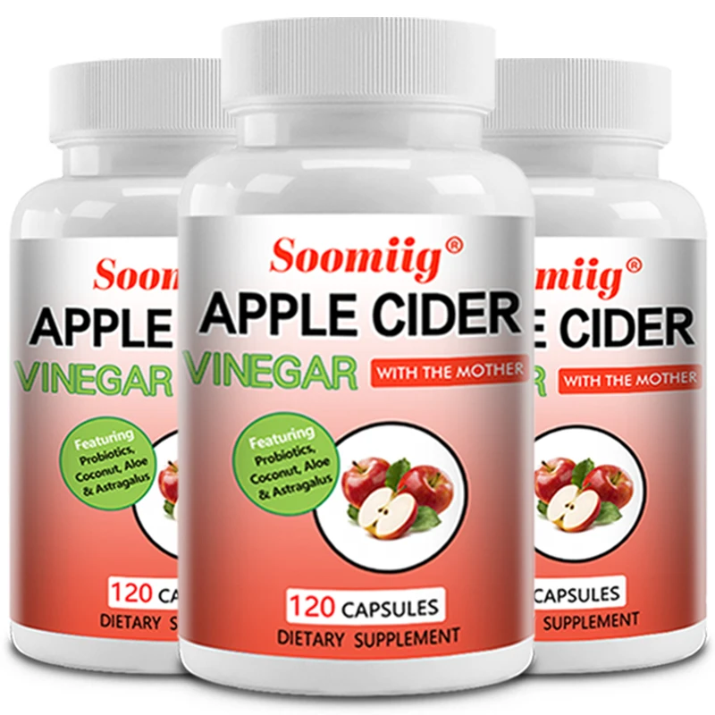 Apple Cider Vinegar Capsules -with Probiotics, Healthy Weight Management, Digestion, Detoxification & Immunity, Relieve Bloating