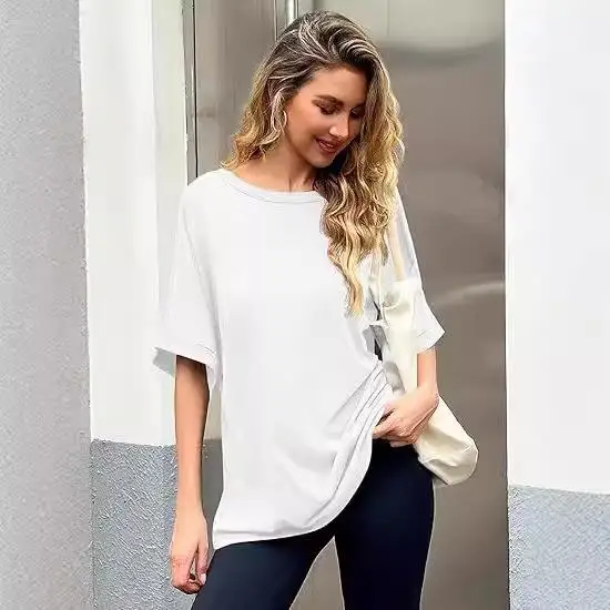 Mei plus Size Women's T-irt Casual Loose Fit ort Sve Base irt Comfortable Polyester Blend No Brand Registered