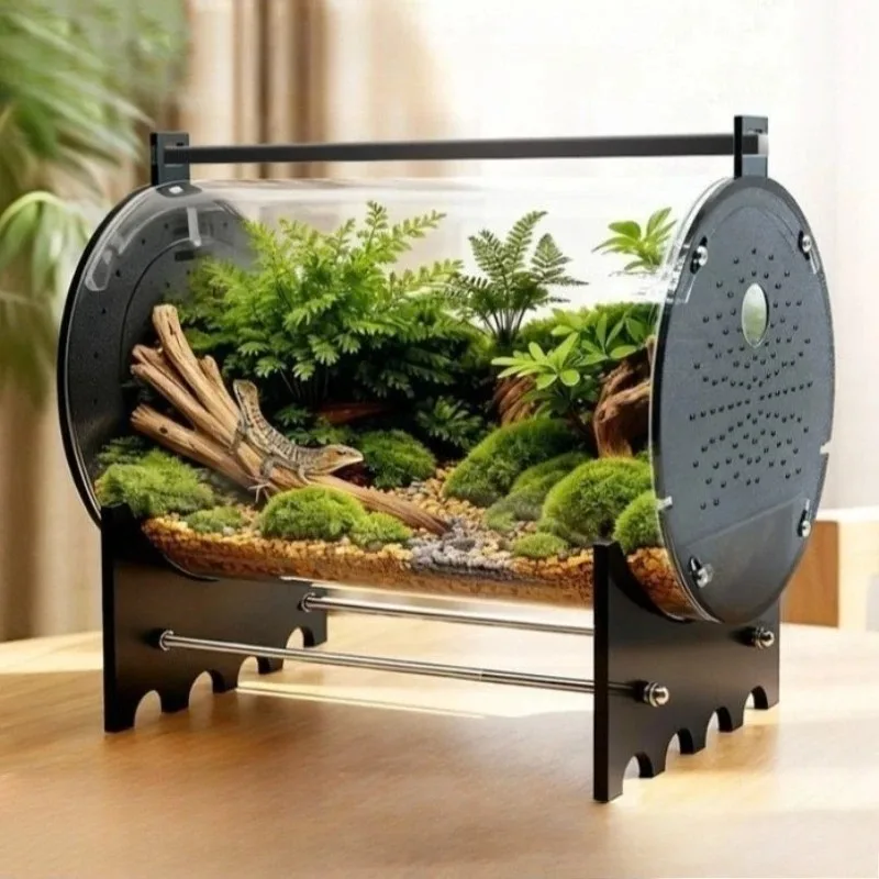 

Reptile Glass Terrarium with Light Lizard Gecko Hermit Crab Breeding Tank Breathable Anti-escape Reptiles House Reptile Habitat