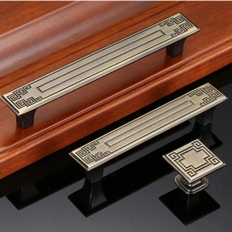 New Chinese Style Yellow Black Copper Handle Antique Bronze Cabinet Drawer Zinc Alloy Handle Hardware Furniture Accessories