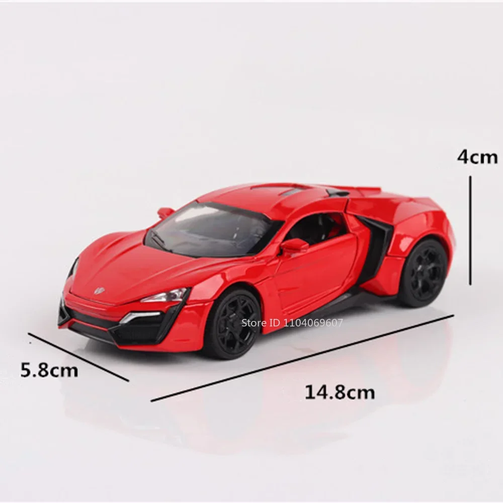 Scala 1:32 Lykan Modalità Auto Sportive Giocattolo Pressofuso In Lega Suono Luce 4 Porte Aperta Suono Luce Tirare Indietro Supercar Modelli Regali per Bambini