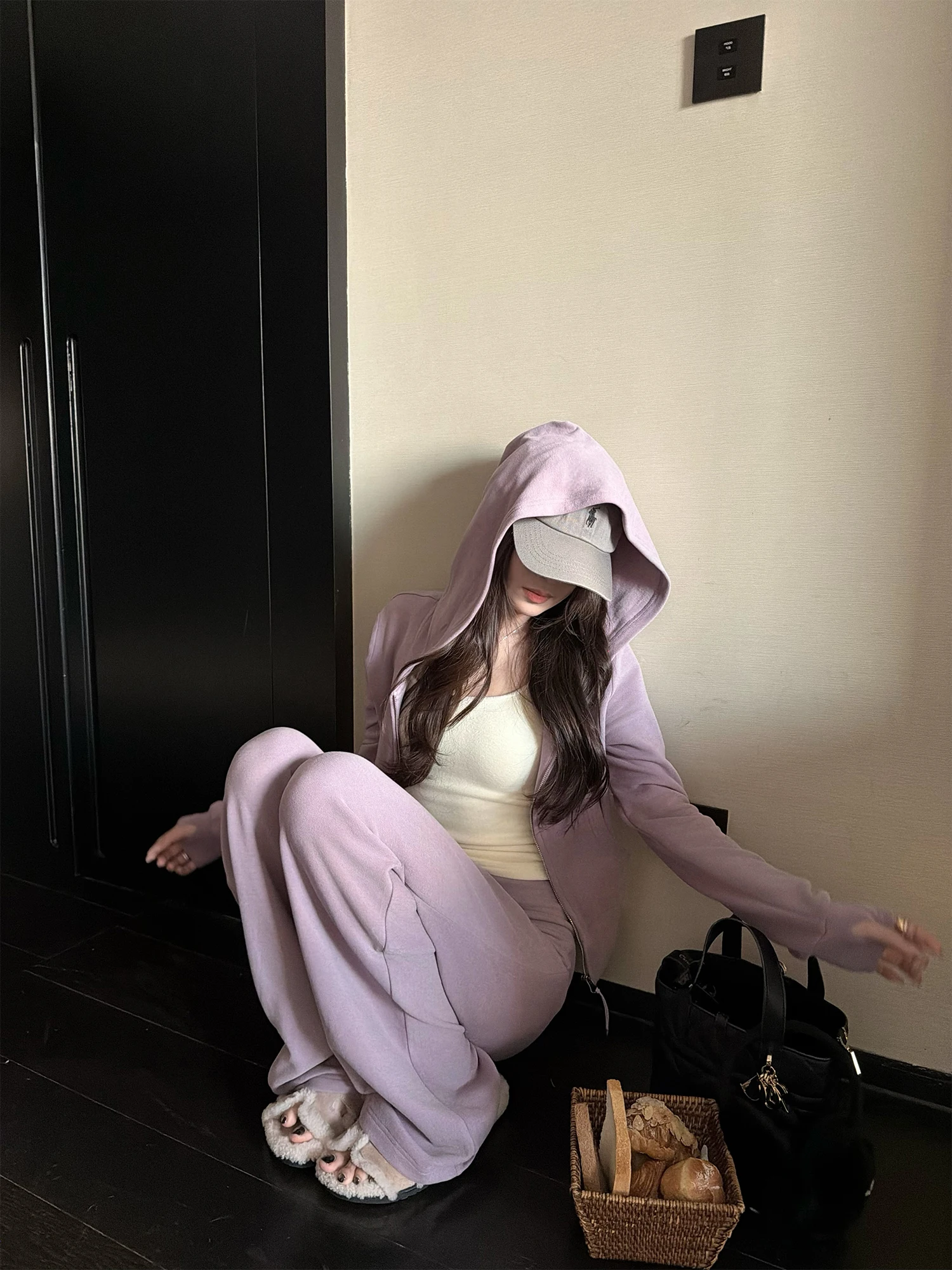 

Women's Outdoor Casual Zipper Hooded Cardigan Jacket Straight Leg Pants Set Spring Fashion Slim Fit High Waist Trousers