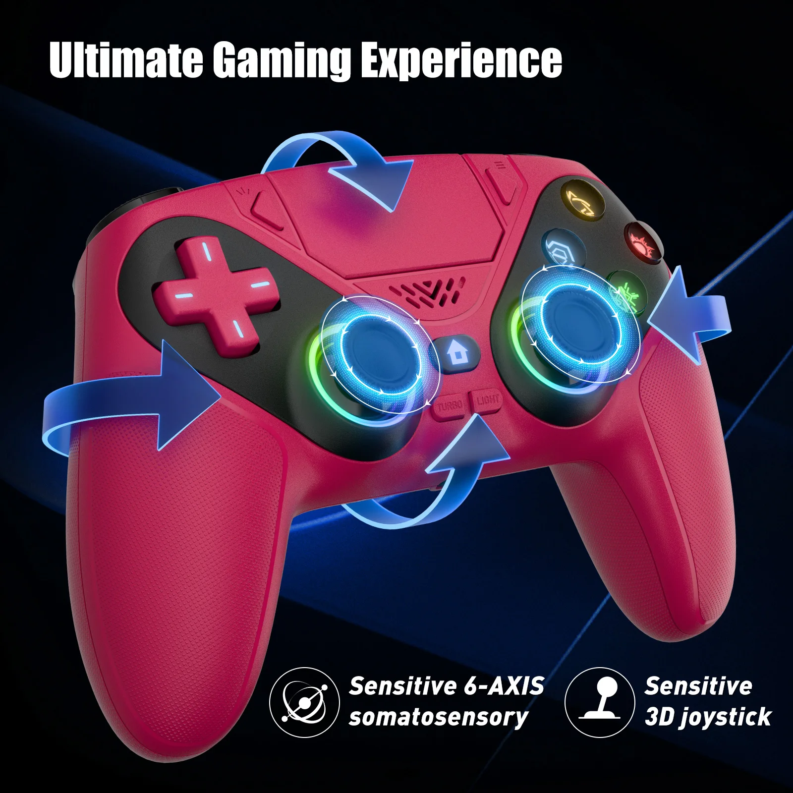 

Controller for PS5/PC Gamepads,Gaming Handle Hall Effect Triggers,Game Controllers RGB Turbo Vibration Touch Programmable Button