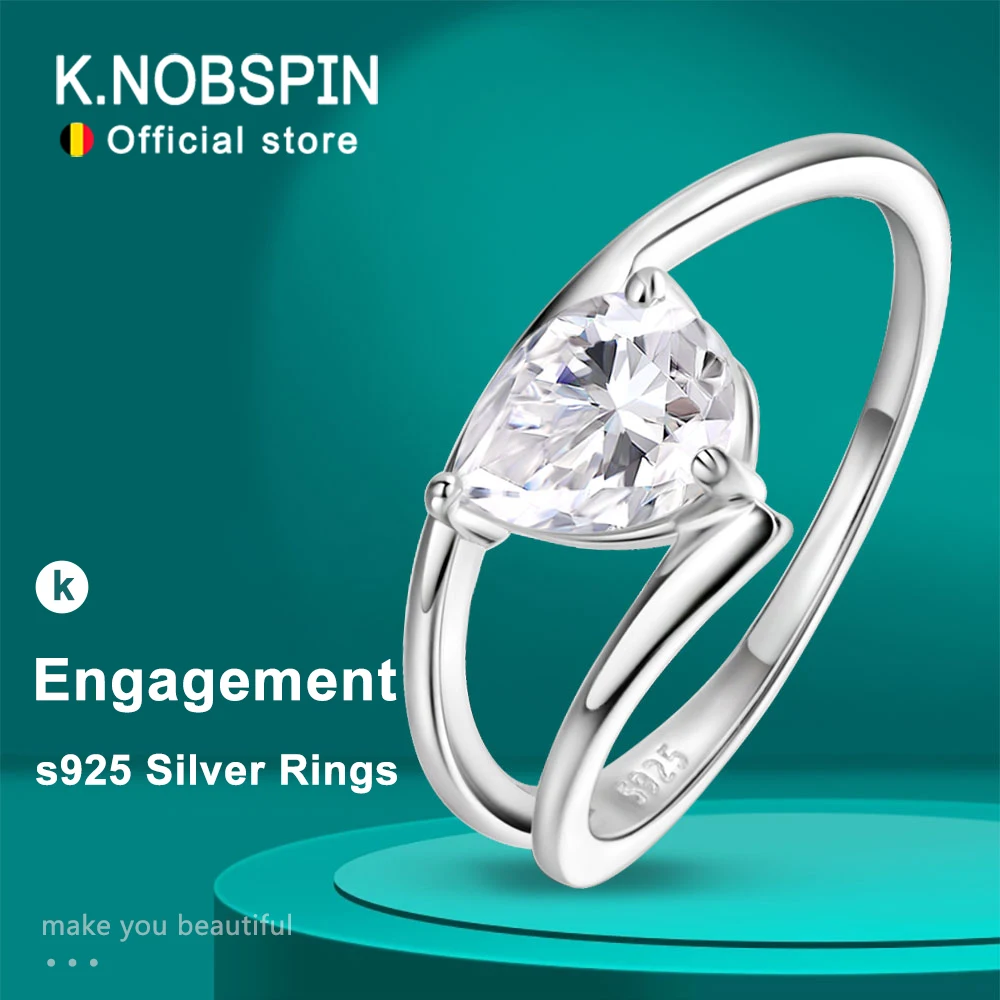 

Кольцо KNOBSPIN GRA с сертифицированным D VVS1 муассанитом грушевидной огранки для женщин, 6x8 мм, лабораторный бриллиант, серебро S925, обручальное/помолвочное кольцо