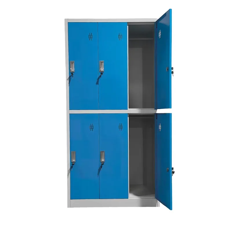 Customizable 6-door blue metal steel durable eco-friendly locker key lock for OEM/ODM use in hospital workshops