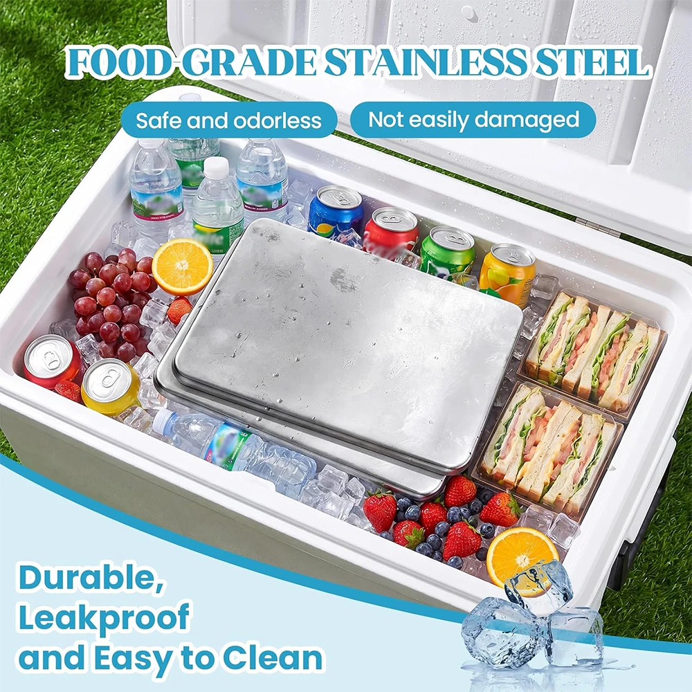 E9 Stainless Steel Ice Packs Reusable Metal Ice Packs for Cooler Bags Quick Freeze Cooling Plates For Lunch Boxes Bar Drinkware