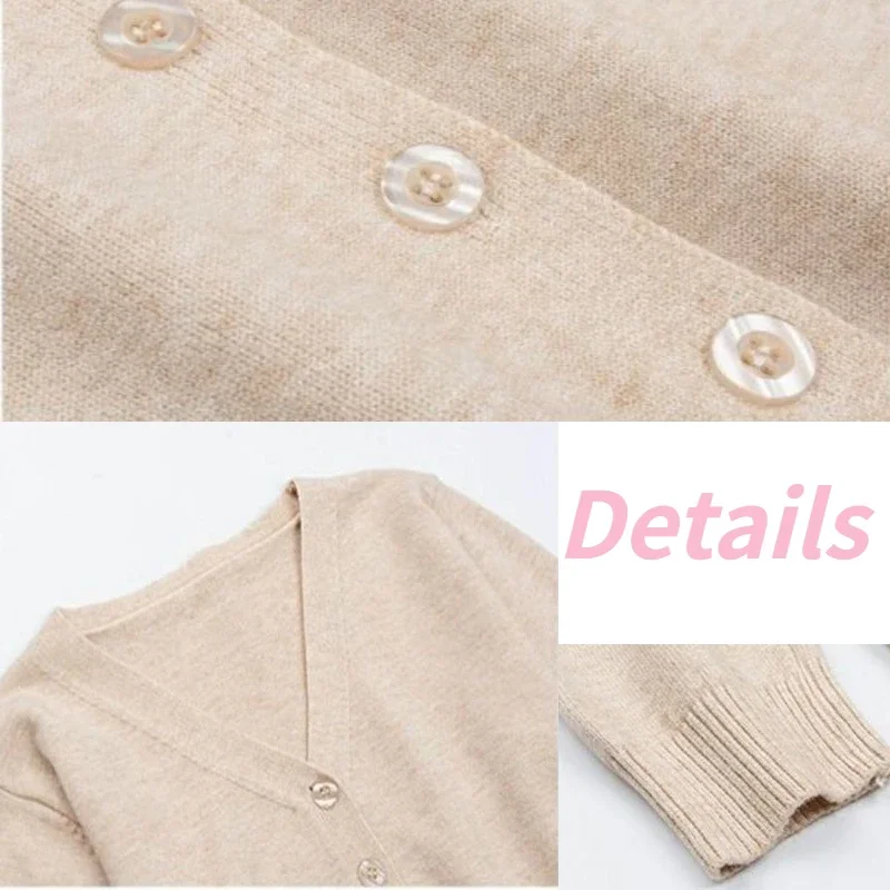 Cardigan Women Spring Autumn All-match Solid Fashion Simple Korean Style Thin Tops Casual Knitted V-neck Streetwear Harajuku New