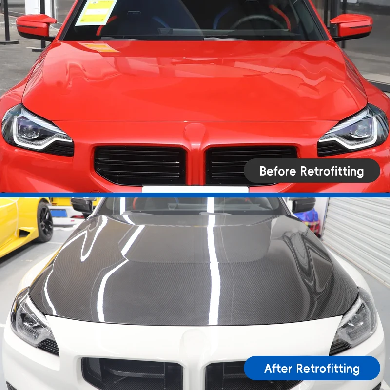 2022-2025 G42/G87 Car Upgrade V Style Carbon Fiber Engine Hood New Condition Bolt-On Black SIYU for M2