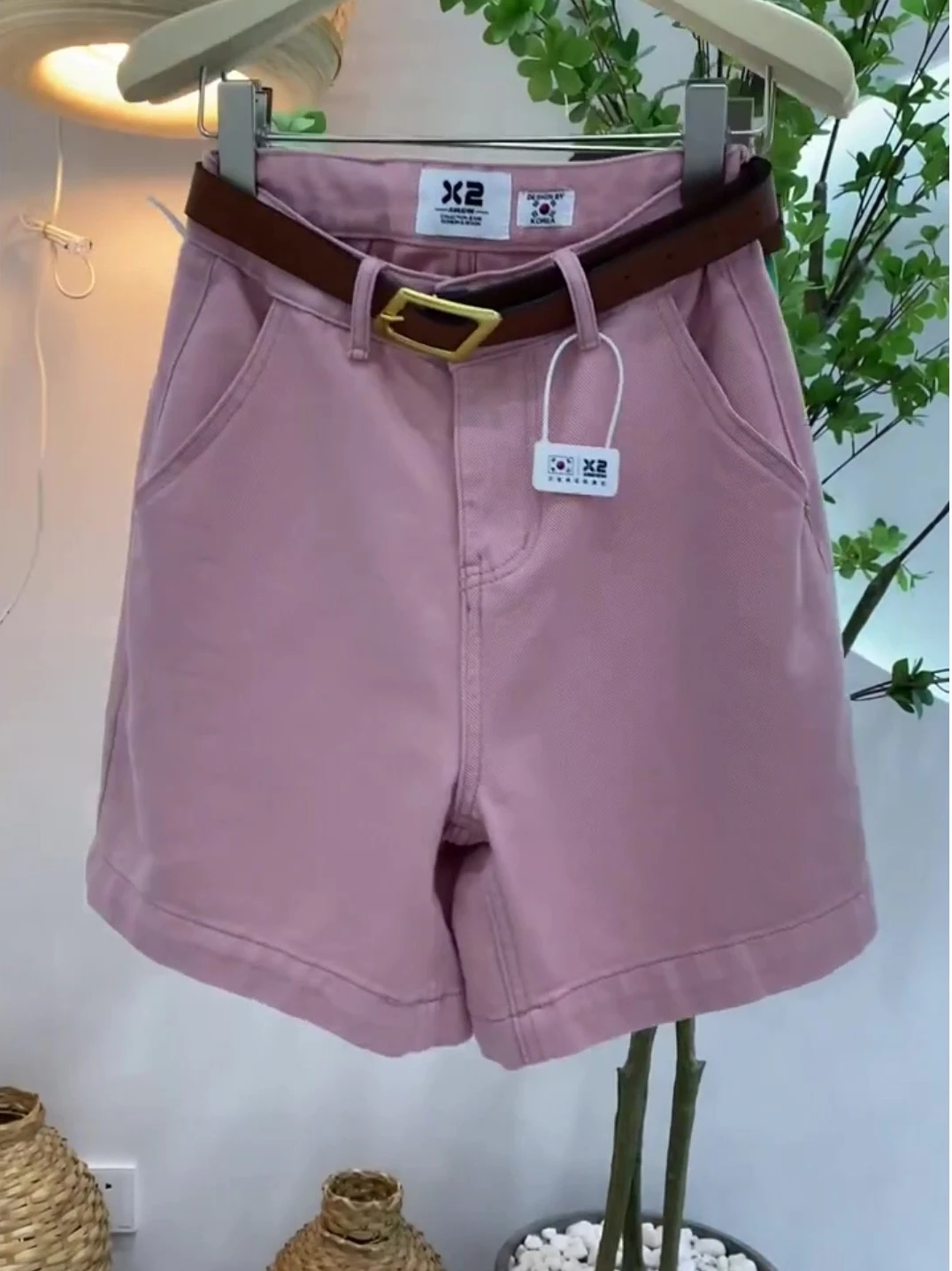 

High Waist Denim orts Women's Summer Thin Wide Leg Five-Point Pants Straight Cut Slimming Effect Durable Casual Faion