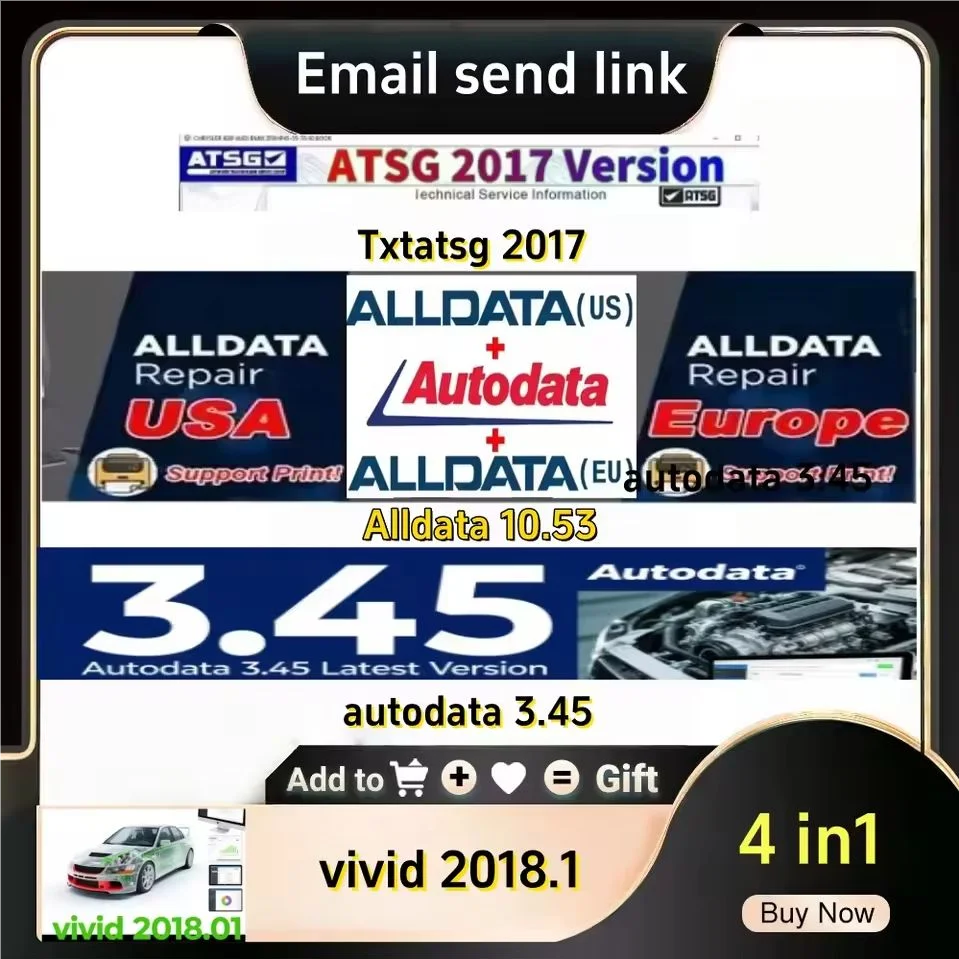 

Hot Selling Alldata 10.53 Software + Autodata 3.45 + ATSG 2017 R3+ Vivid 2018 Car Diagnostic Tool Repair Software