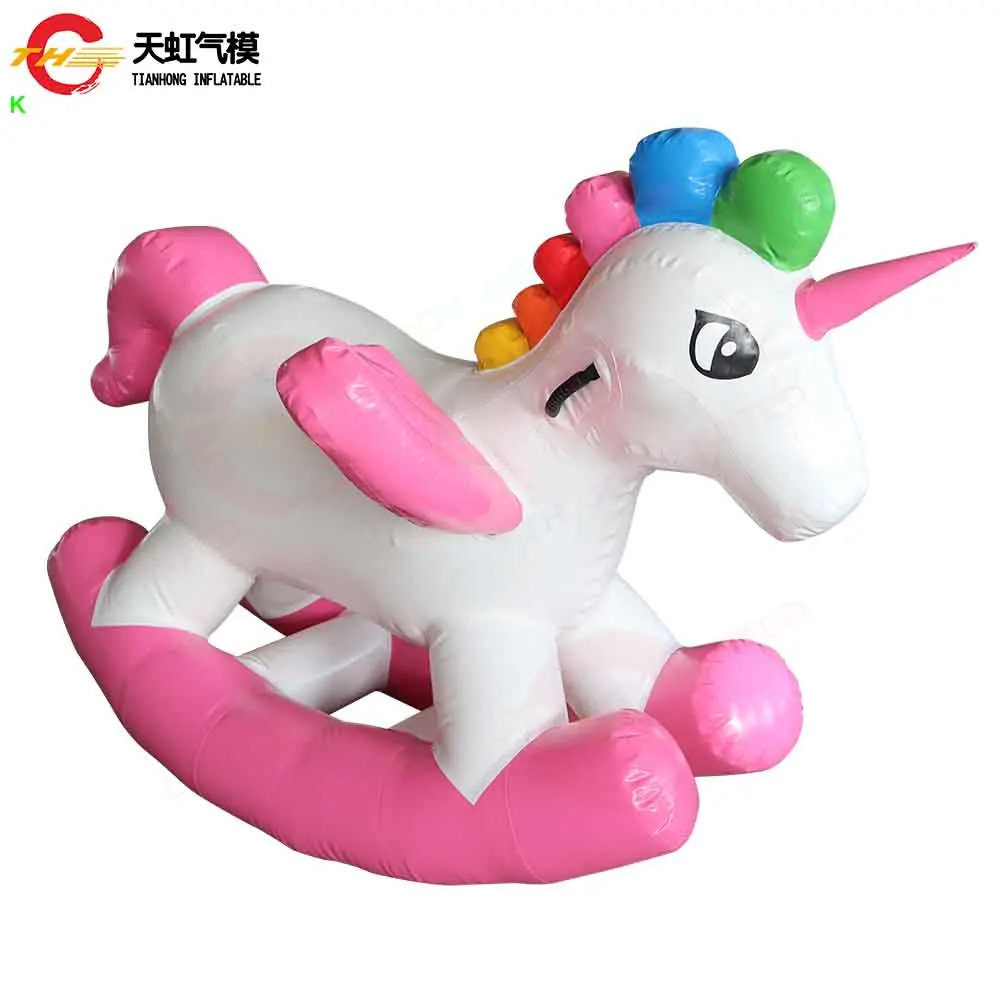 Cheval à bascule gonflable de bateau aérien rapide, jeu de carnaval, jouets, beau tour de licorne sur les enfants