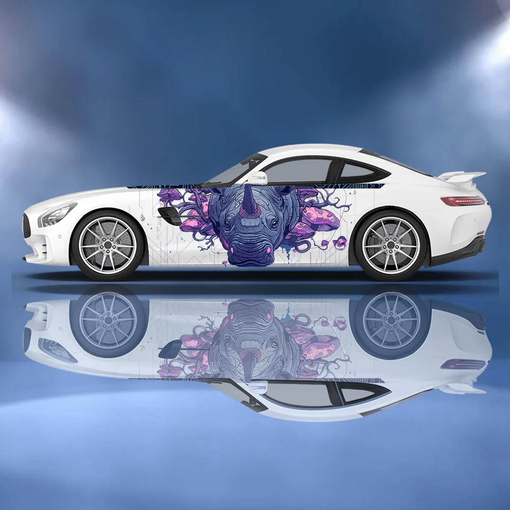 

Линейный узор, фиолетовый гриб, автомобильные виниловые наклейки, самоклеящаяся наклейка из ПВХ, подходит для грузовиков, внедорожников, украшения, автоаксессуары