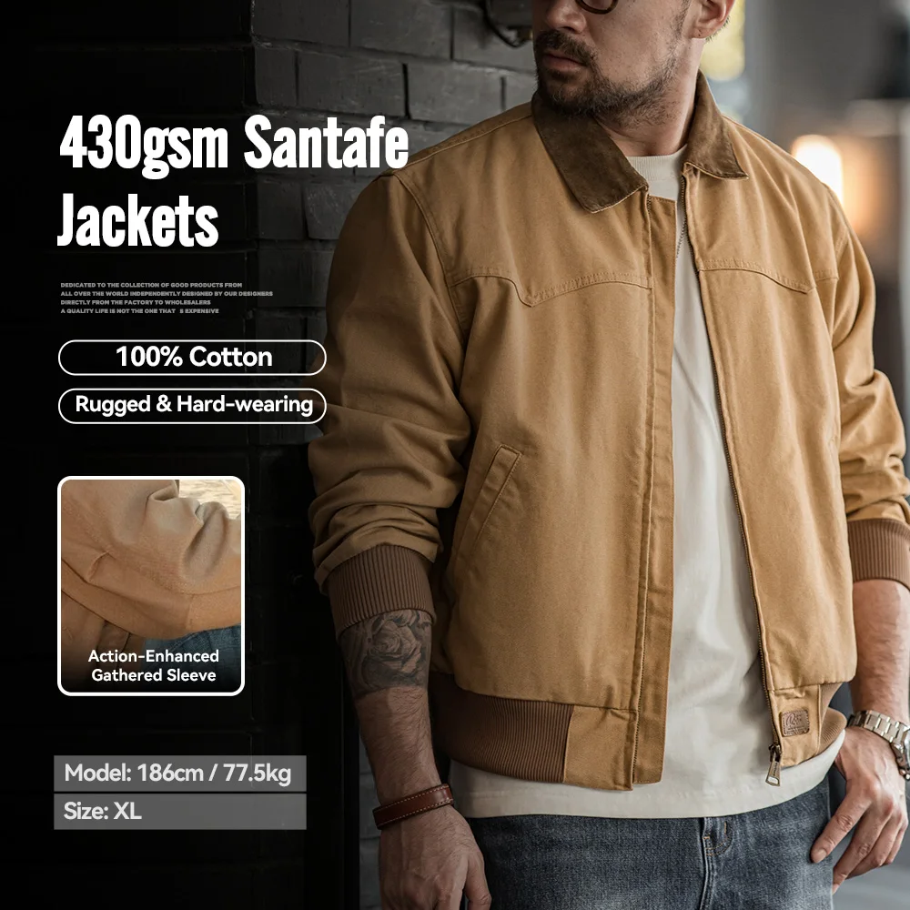 

Мужская тяжелая парусиновая куртка Maden в стиле ретро, короткое хлопковое вельветовое пальто с лацканами и ребристыми манжетами по краю, осеннее пальто