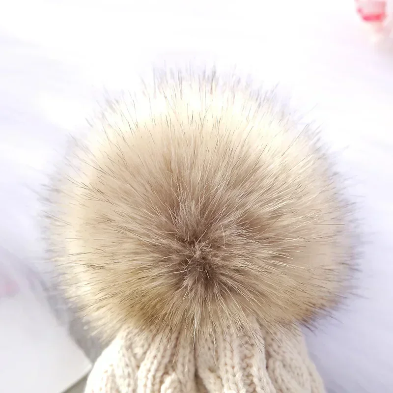 1 Piece Furry Warm Kids Boy Girl Beanie Chic Korean Fashion Crochet Bonnet for Toddler Autumn Winter Thicken Plush Knitted Hat