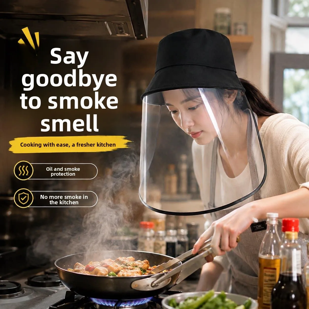 Kitchen Full Face Mask Ladies Cooking Oil Splatter Protection Transparent Home Use Fried Rice Noodle Protector Eye Protection