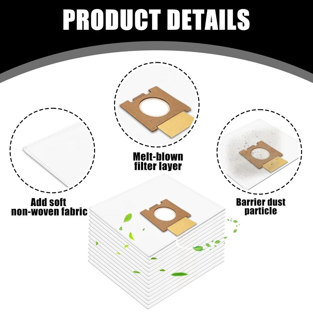 14Pcs Vacuum Cleaner Bags for Hoover H81/H81 Pure Epa/Telios Extra, Large Capacity Non-Woven Vacuum Dust Bags