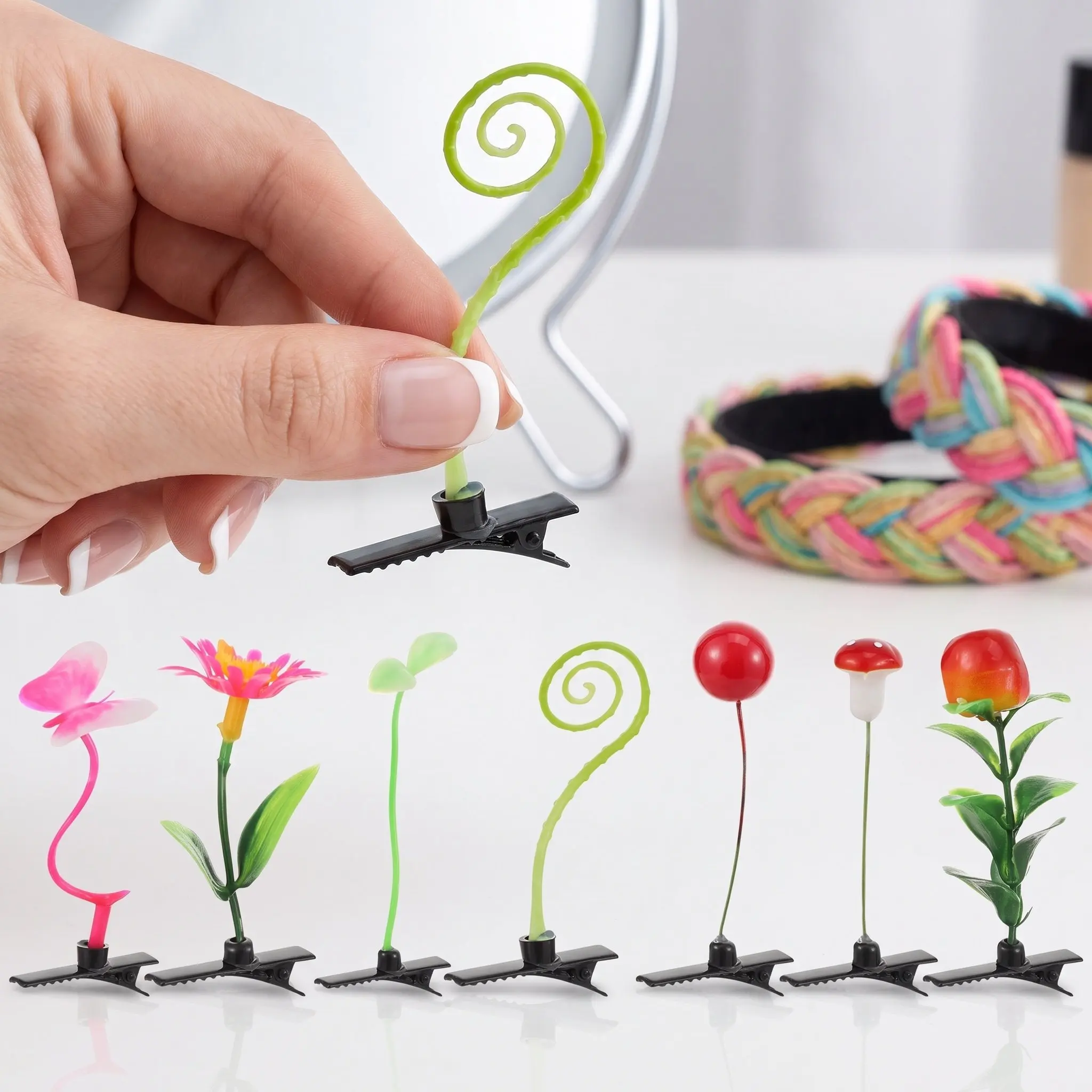 28Pcs Simulation Plant Hair Clips Creative Flower Hairpins for Girls Kids Women Hair Accessories Comfortable Grip Plant