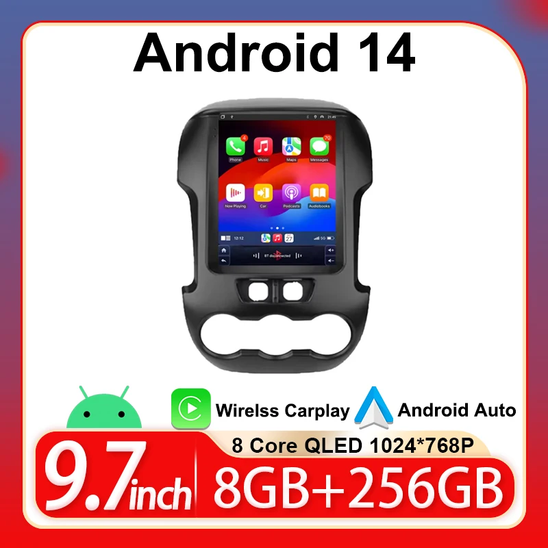 

For Tesla Style 9.7 inch Car Stereo Car Radio Android For Ford Ranger 2012 2013 2014 2015 GPS Navigation Touch Screen 8 Core DSP