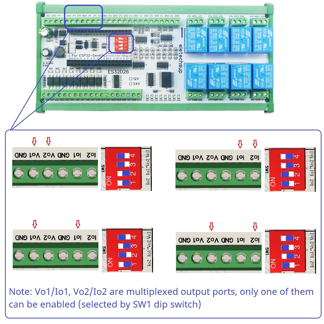 2AO-8AI-8DI-8DO ESP32 Wifi Network Relay Board 4-20MA 0-10V وحدة إخراج الإدخال التناظرية الرقمية للمفتاح الذكي IOT Simple PLC