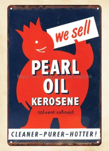 bathroom wall decor Pearl Oil Kerosene metal tin sign