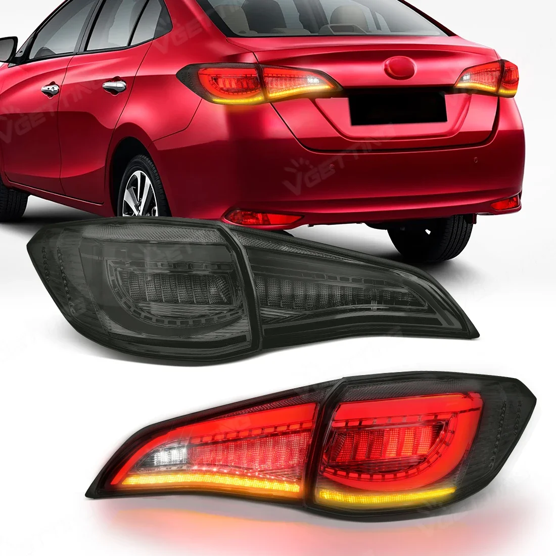 

1 Pair LED Tail Light For Toyota Vios 2018 2019 2020 2021 2022 2023 Dynamic Turn Signal Light Brake Reversing Taillamp Reflector