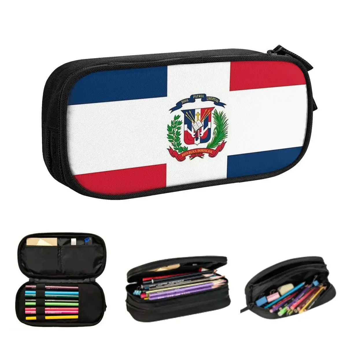 Dominican Republic Flag Gifts, Stickers And Other Products Pencil Cases Large Capacity Pen Bags Pen Box Pencil Pouch Boys Girls