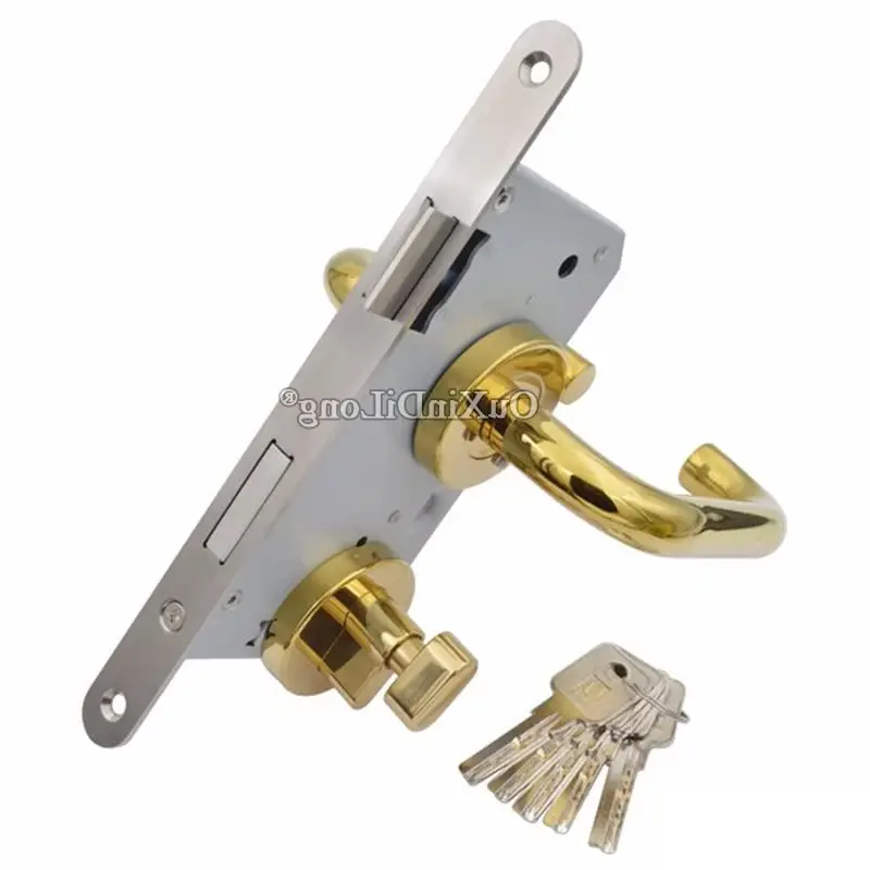 Stainless Steel European Mortise Door Lock Passage Fire Door Lock 7250/7255/7260 Lock body+70mm/80mm Lock Core+Door Handles+Keys