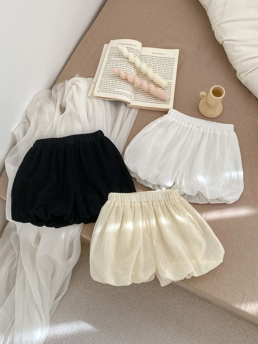 

Summer Baby Shorts 0-3Years Newborn Girls Solid Color Elastic Waist Bloomers Loose Cotton Bottom Casual Outfits Clothes