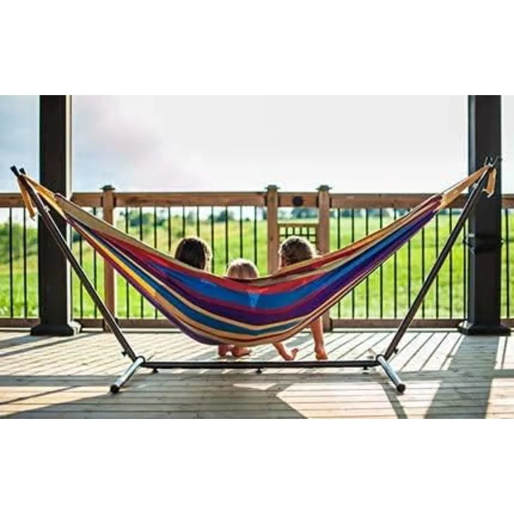 

Double Hammock with 9 ft Space-Saving Stand – Heavy-Duty Frame & Carry Case, for Indoor or Outdoor Use