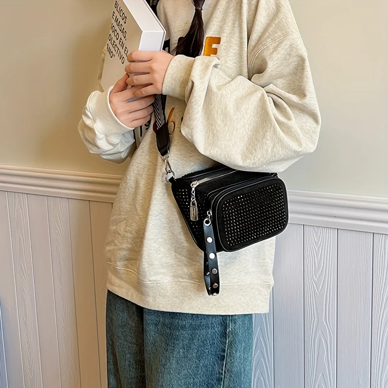 Bright Diamond Hand-held Shoulder Bag, Y2k Fashion Retro Crossbody Bags, Unisex, Suitable for Commuting and Banquet Occasions