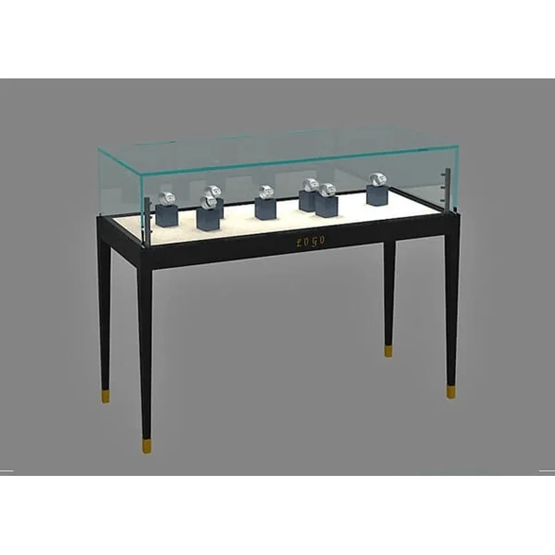custom.Luxury Jewelry Showcase with Integrated Slim LED Lighting High-End Necklace Bust and Ring Display Props Set