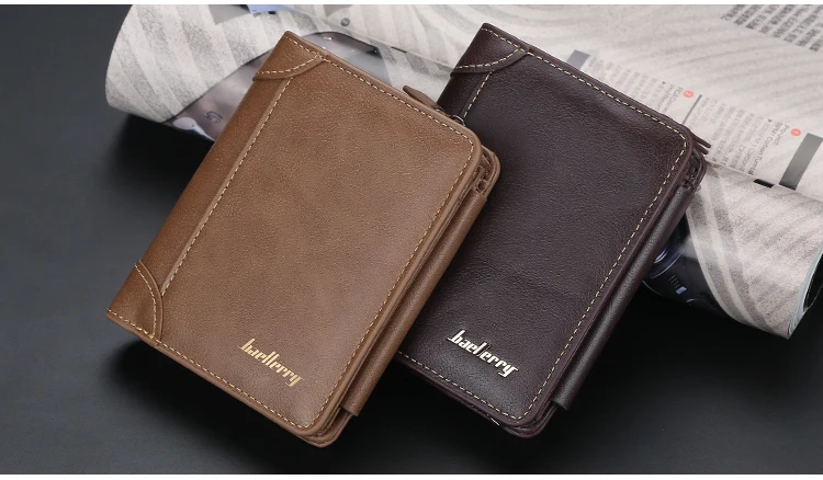 Brand Men PU Leather Short Wallet With Zipper Coin Pocket Vintage Big Capacity Male Short Money Purse Card Holder New
