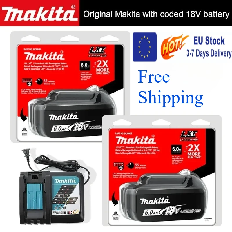 Batterie au lithium rechargeable Makita 18V d'origine, authentique, 6Ah 6000mAh BL1860 BL1850B BL1850 BL1840 BL1830B