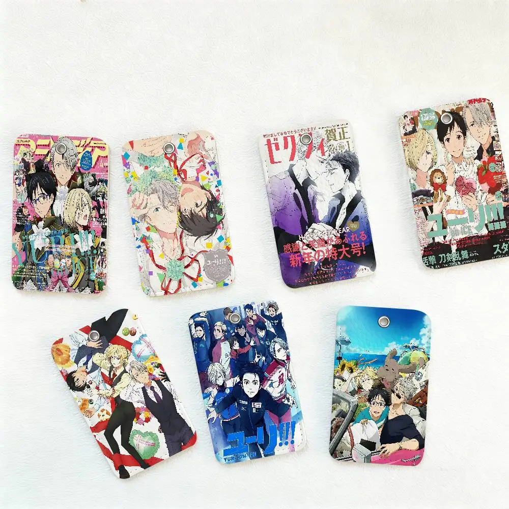 Yuri on ICE Anime Rectangle Keychain Card Holder, Badge Credit Card Holder, Student ID Card Holder, Bus Cards Cover