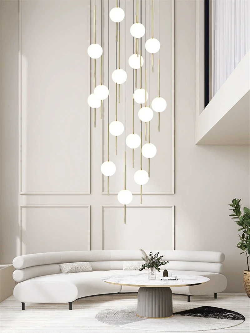 Imagem -03 - Nordic Led Teto Lustre Sala Decor Quarto Home Decorações Restaurante Lâmpada Pingente Lustre Glass Ball Lights