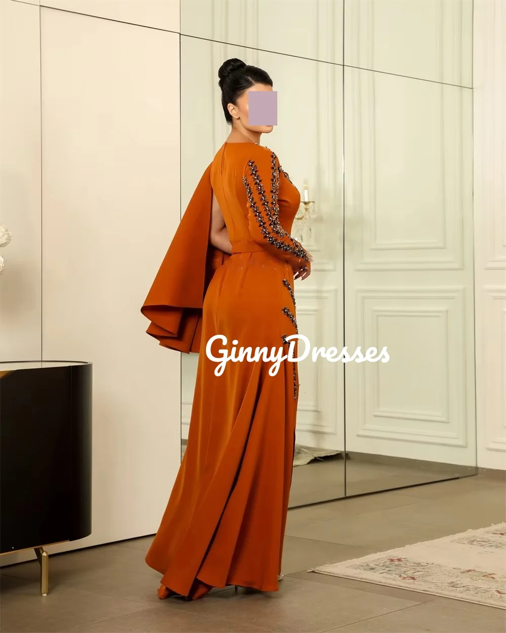 فساتين سهرة نسائية مخصصة على شكل حرف a على شكل حرف v فساتين مناسبة رسمية بطول الأرض مطرز بسحاب حتى فساتين بأكمام طويلة لـ