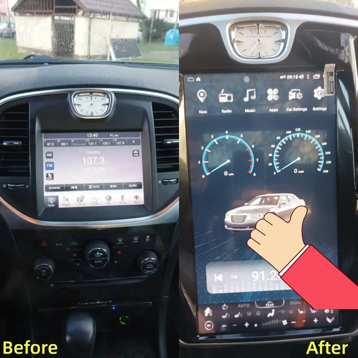 

13.6" For Chrysler 300C 2011-2024 Car Radio GPS Navigation Multimedia Player Andriod Auto 5G Screen Wireless Carplay Unit DSP BT