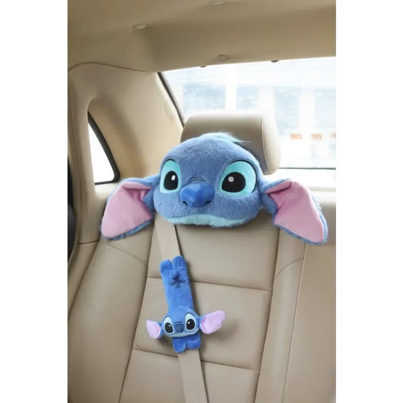 Stitch Cartoon Soft Plush Car Shoulder Belt Seat Belt Protective Cover Cute Fashion Car Inside Decoration Doll BIrthday Gifts