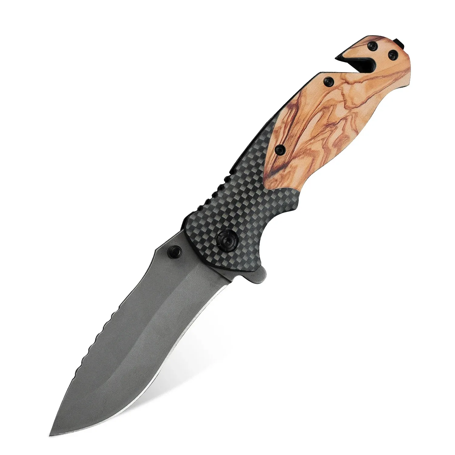 Damascus Pattern Outdoor Pocket Knife Multi-function EDC Folding Knife Portable Camping Survival Jackknife for Self Defense BBQ