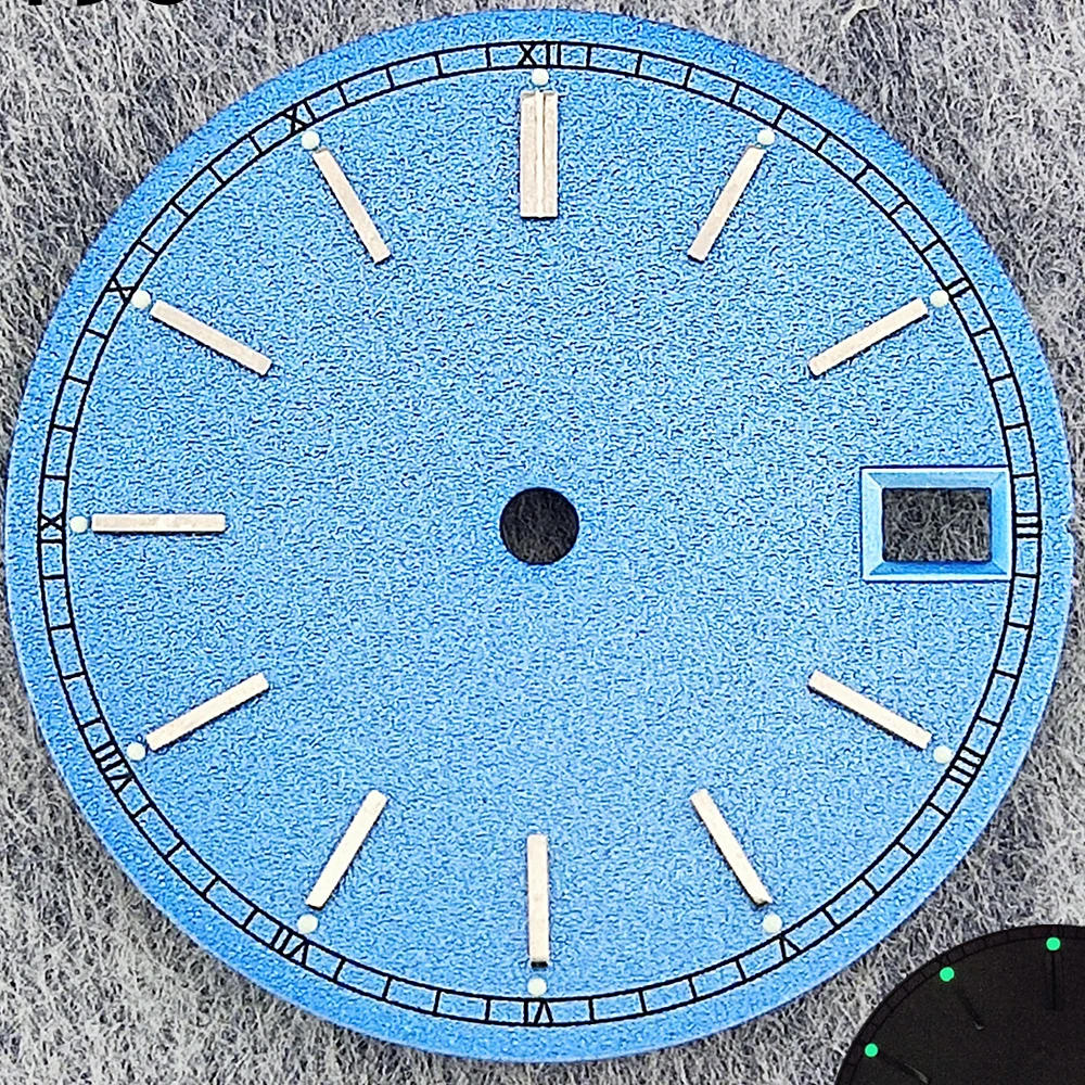 28.5mm new NH35 dial with luminous 3-point dial replacement precision dial, suitable for NH35 sports text calendar image 4