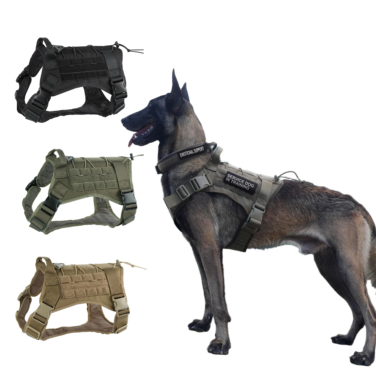 

Tactical Dog Harness for Large Pet Harness No-Pull Service Vest Adjustable Military Dog Vest for Training Hunting Walking